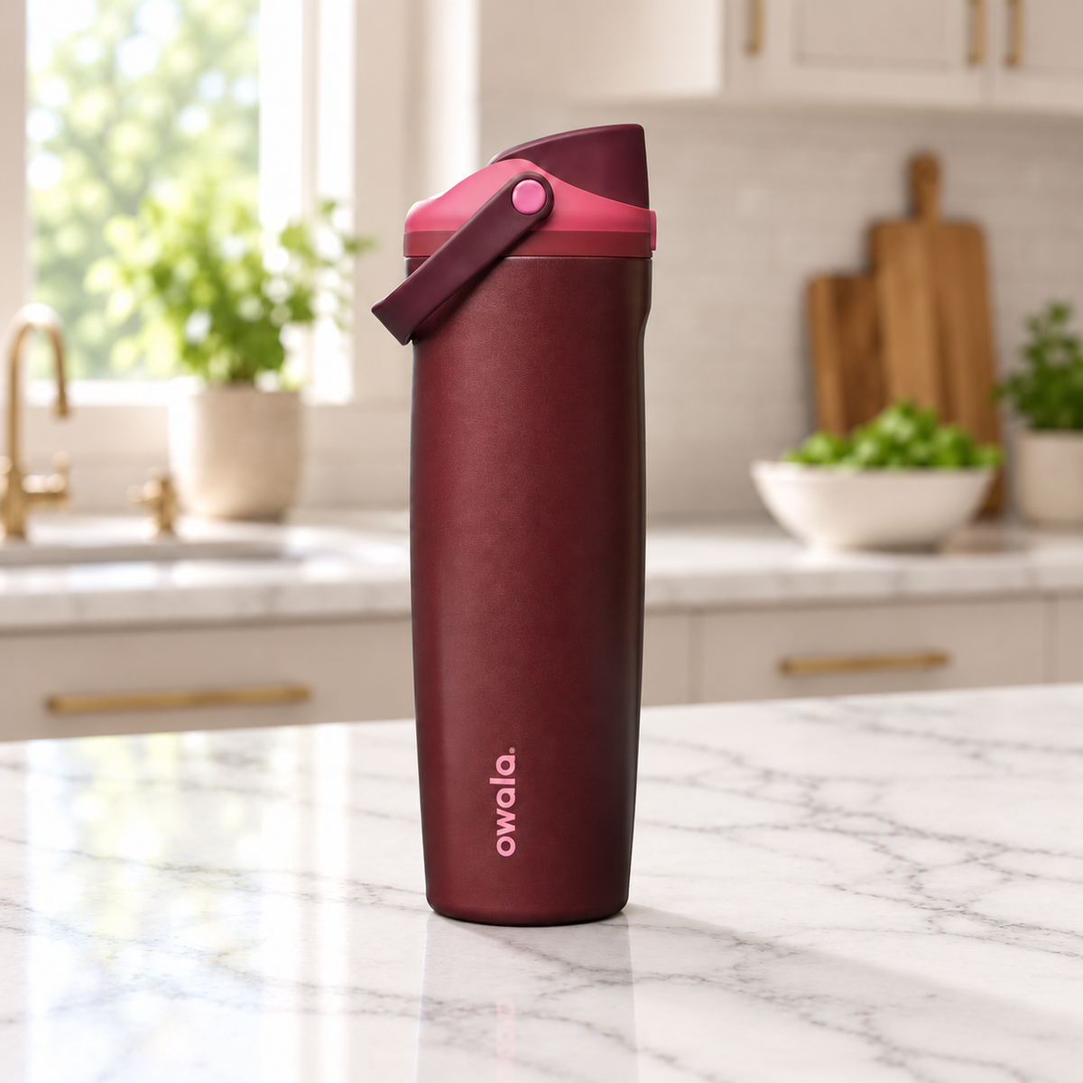 Owala FreeSip Sway Stainless Steel Water Bottle 30 oz Black Cherry