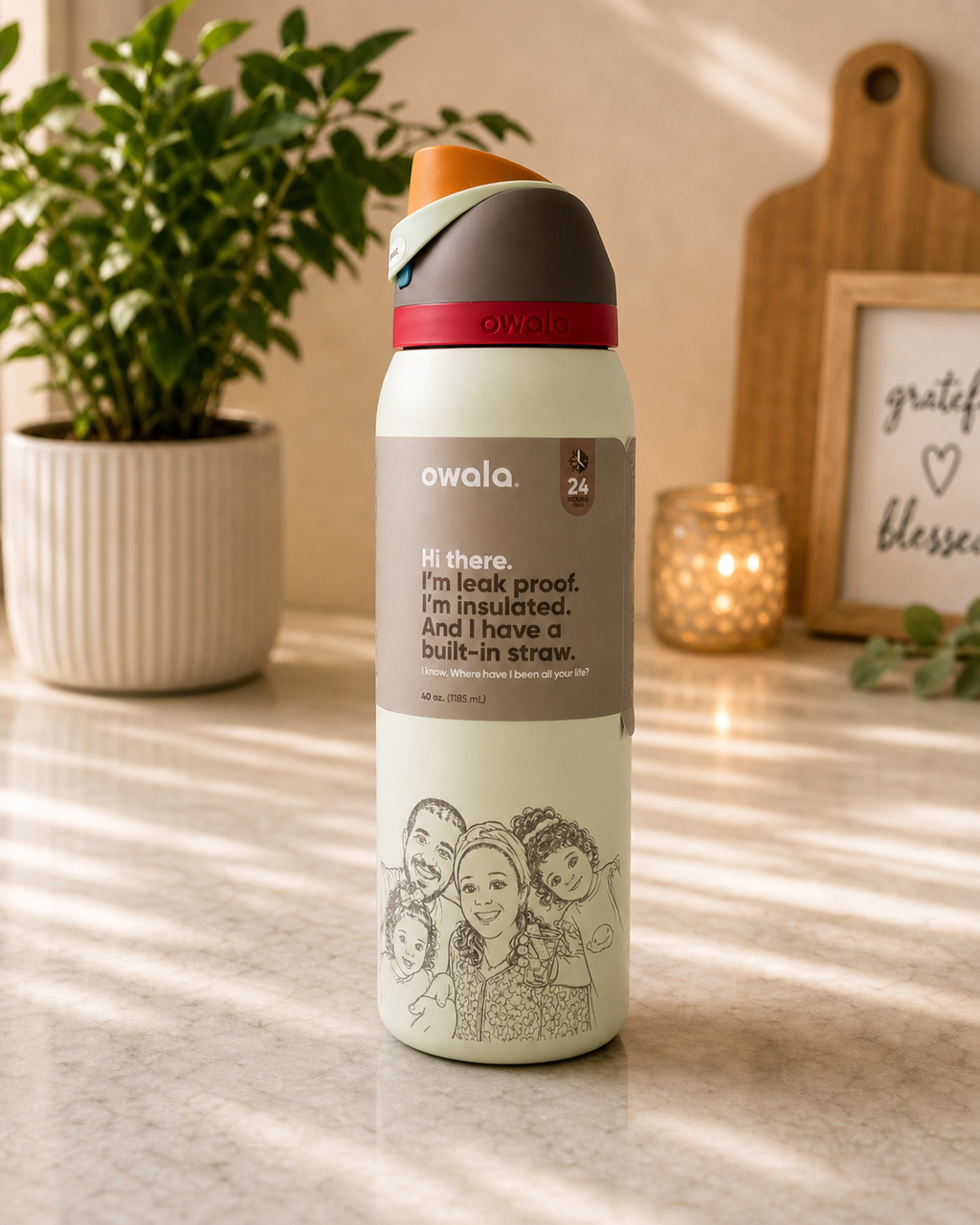 Owala FreeSip Insulated Stainless Steel Water Bottle with Straw for Sports, Travel, and School BPA-Free Sports Water Bottle, 40 oz, Boneyard